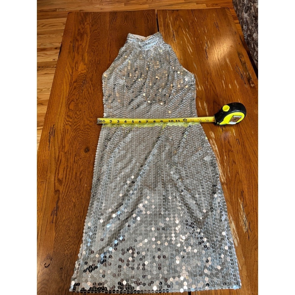 Nite line Lim Choi vintage silver sequins halter sleeveless cocktail dress - Picture 6 of 11
